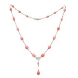 CONCH PEARL, DIAMOND  AND PLATINUM NECKLACE