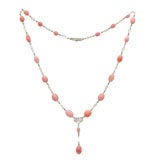 CONCH PEARL, DIAMOND AND PLATINUM NECKLACE