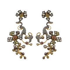 Fancy Diamond Flower Vine Earrings