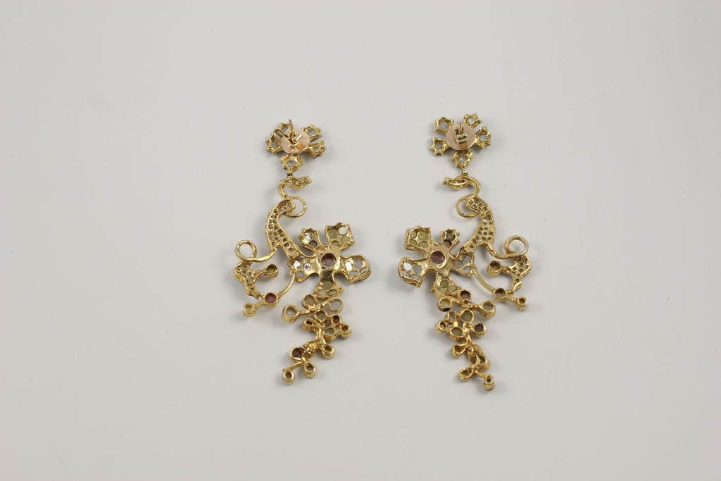 Fancy Diamond Flower Vine Earrings 6