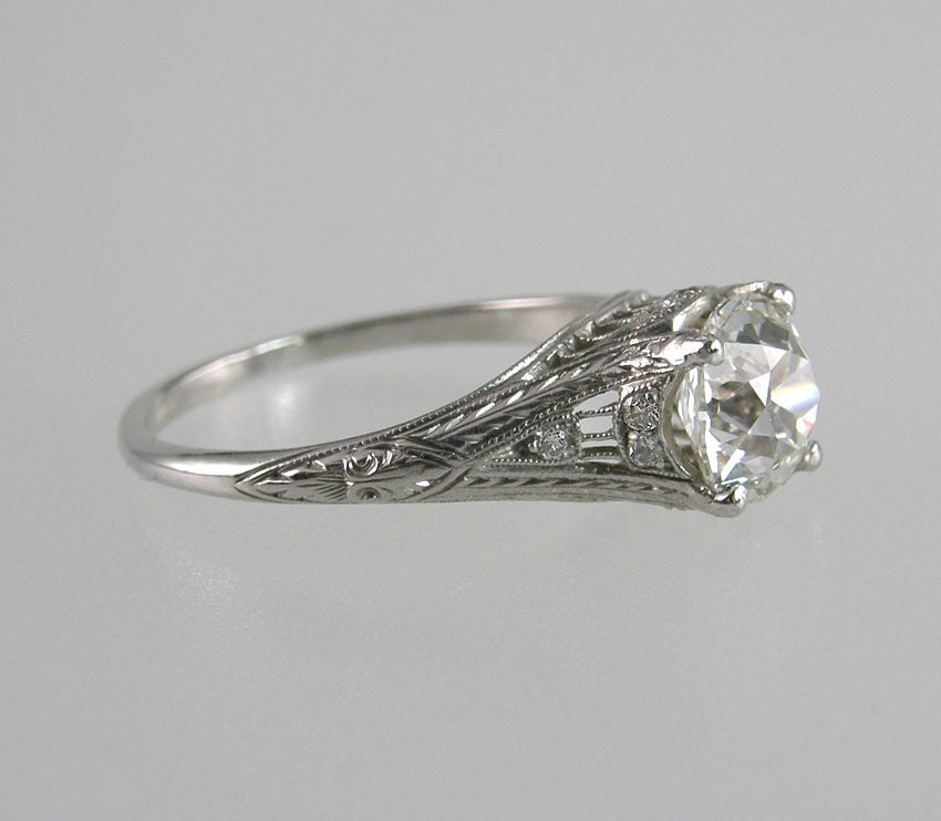 Women's Art Deco Engagement Ring 1.48 carats
