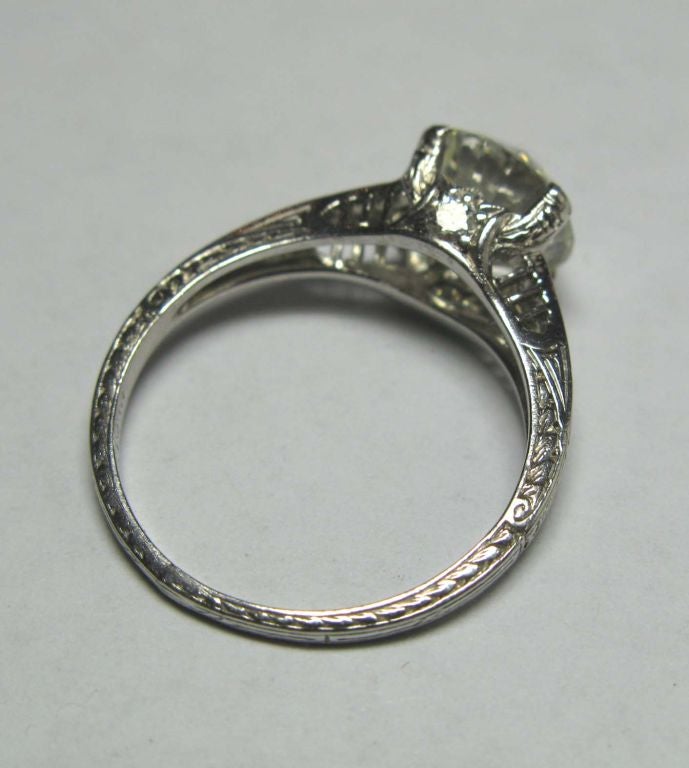 Women's Platinum Art Deco Engagement Ring 2.17ct