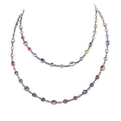 Elegant Gothic Multicolor Sapphire Necklace, 18K