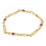 Very  Attractive Gold, Diamond and Ruby "Chain Link" Bracelet