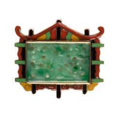 Art Deco Jadeite Pagoda Brooch by Sloan & Co