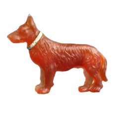  Carnelian Diamond Alsatian Shepherd Brooch 