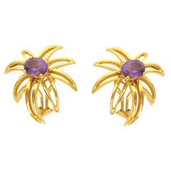 Tiffany & Co 18K Yellow Gold  & Amethyst Fireworks Earclips.