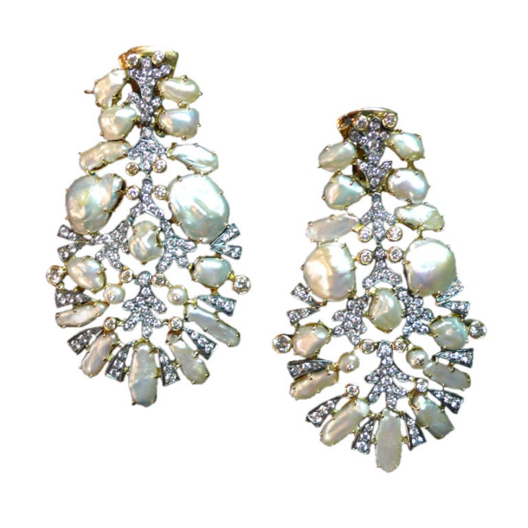 Keshi Feather Earrings For Sale