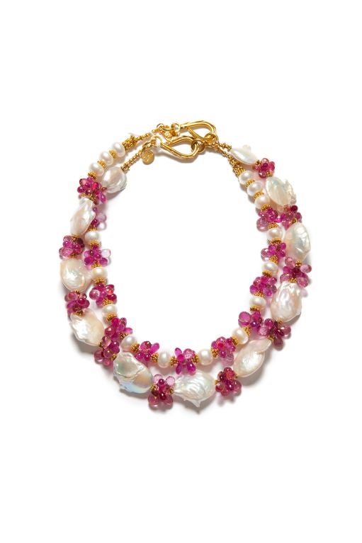 baroque ocean pearls with rubies necklace