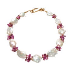 baroque ocean pearls with rubies necklace