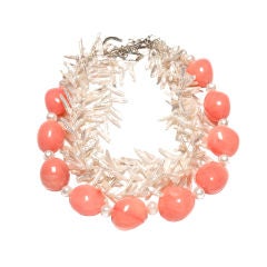 deborah liebman salmon pink quartz and pearl necklace