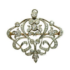 American Art Nouveau Diamond Pendant and Pin