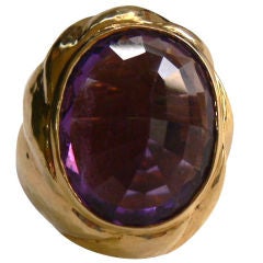 Unusual Verso-Set Amethyst and Gold Ring