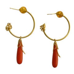 Artistic Coral and Amber Earrings