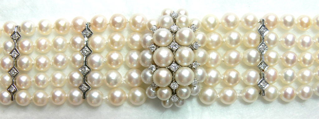 1950's Pearl and Diamond Cocktail Bracelet