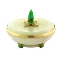 BOUCHERON. A Jade Gold Enamel Bowl With Lid.