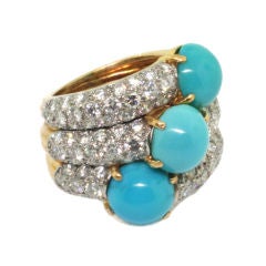 CARTIER. A Turquoise and Diamond Ring.