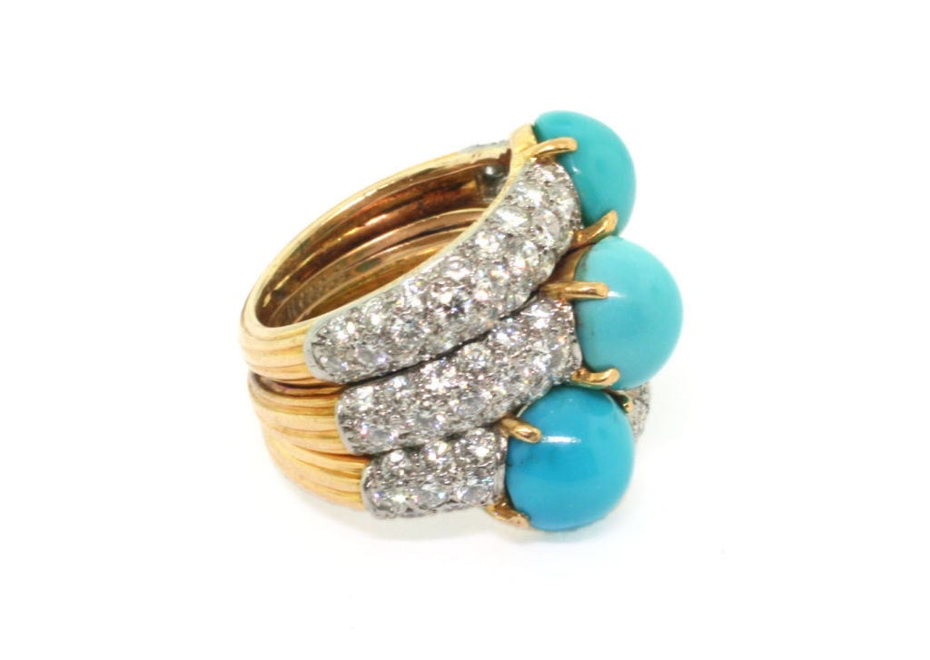 Women's CARTIER. A Turquoise and Diamond Ring.