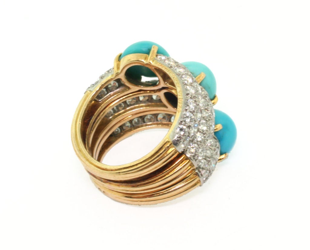 CARTIER. A Turquoise and Diamond Ring. 1
