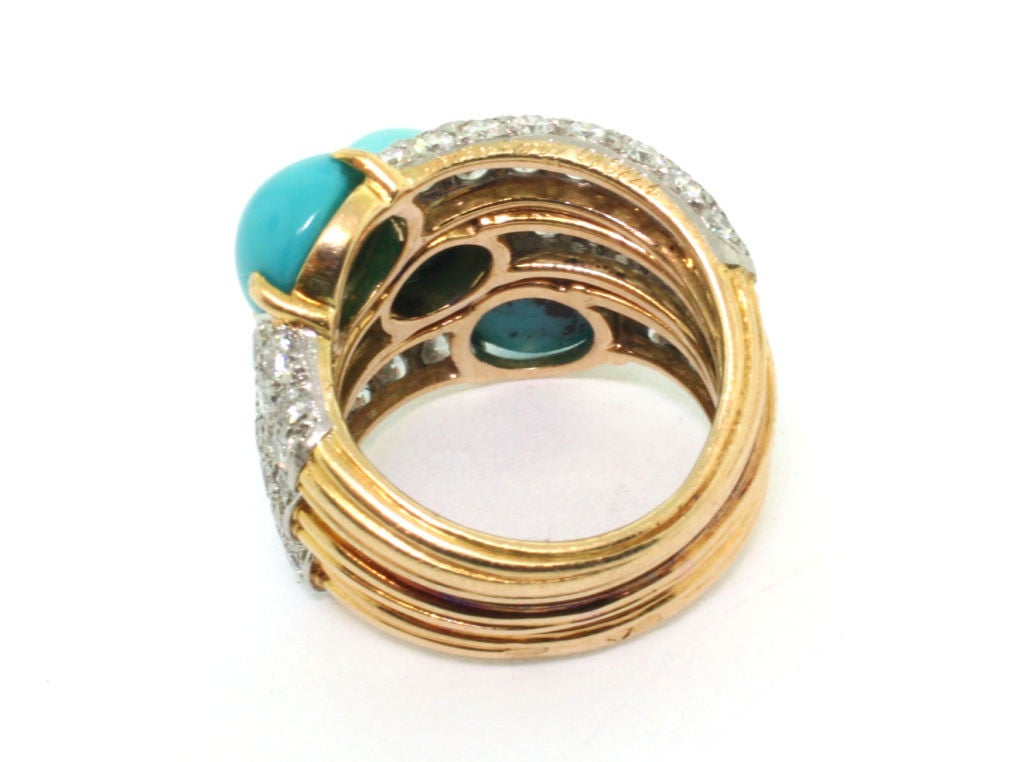 CARTIER. A Turquoise and Diamond Ring. 2