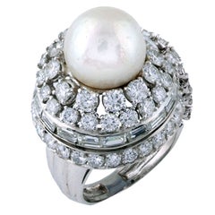 MARCHAK. A Natural Pearl Diamond Ring