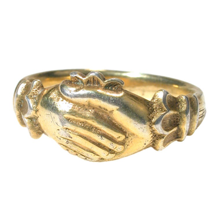 Renaissance Silver Gilt Fede Ring