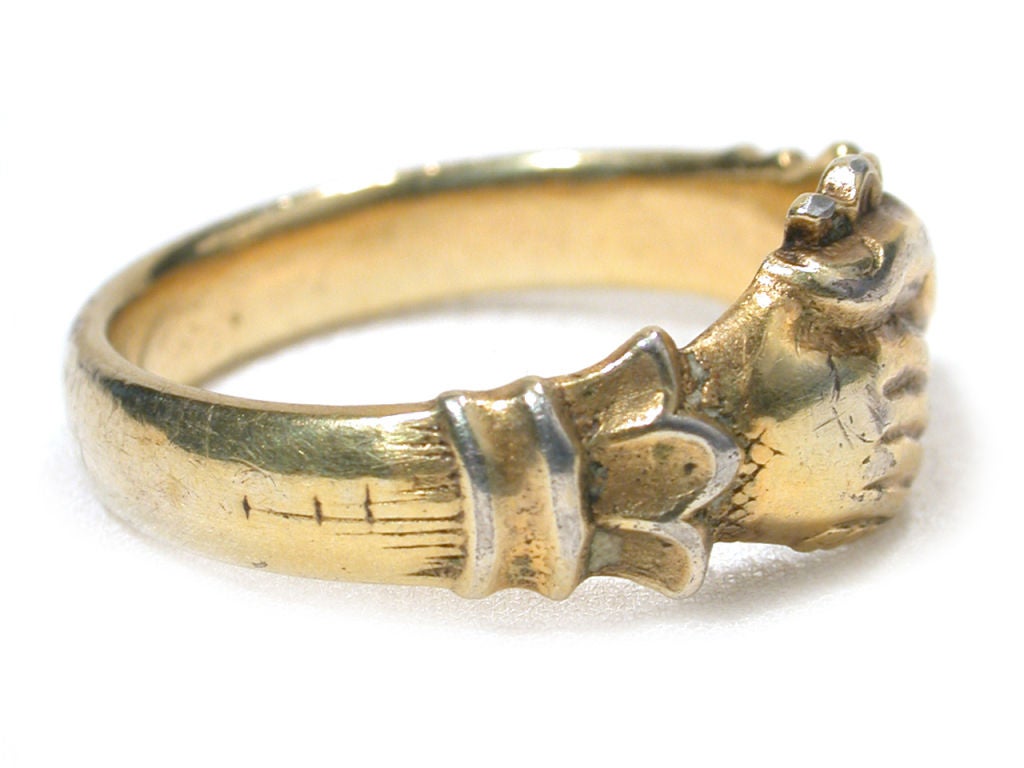 Women's or Men's Renaissance Silver Gilt Fede Ring