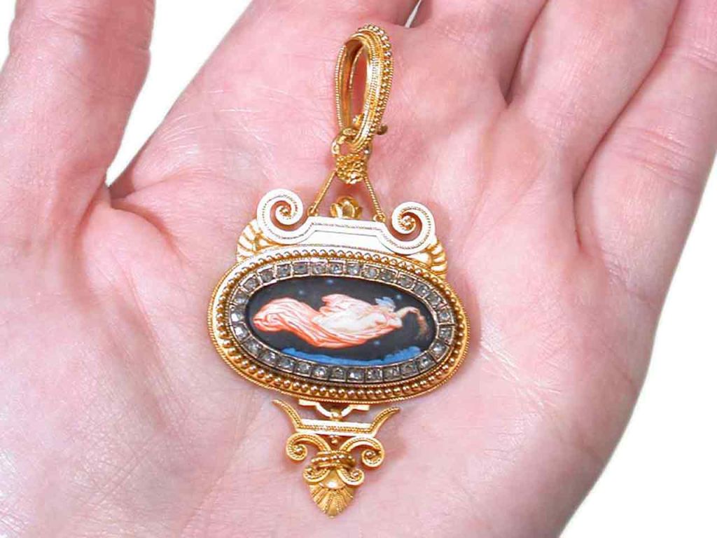 Eugene Fontenay Signed Enamel Pendant For Sale 3