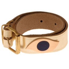 Eye leather collar, gold or silver plated