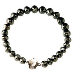 Rosary Black Diamond Bracelet with an angel wing clasp