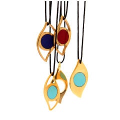 eye Pendant with semi precious stones, Gold Plated