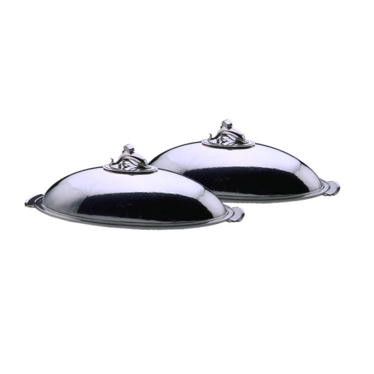 Extraordinary Pair of Georg Jensen Fish Dishes For Sale