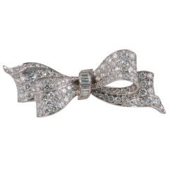 Art Deco Diamond Ribbon Bow Pin