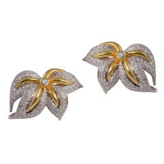 Floral Gold and Diamond Spray Earclips
