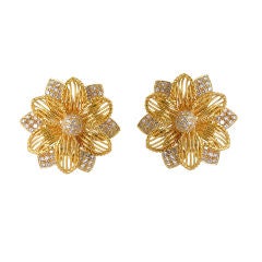 TALLARICO Gold and Diamond Sprayburst Earclips TALLARICO Gold and Diamond Sprayburst Earclips