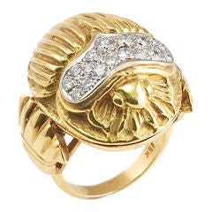 Egyptian Revival Secret Locket Scarab Gold and Diamond Ring
