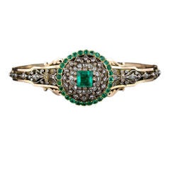 Victorian Emerald and Diamond Bracelet/Brooch