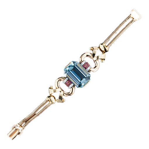 Retro Aquamarine Bracelet For Sale