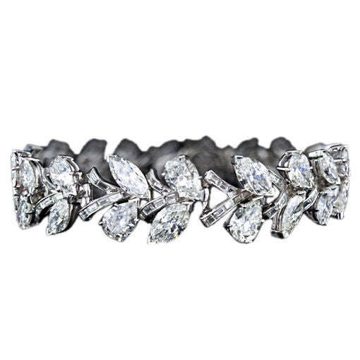 Spectacular Diamond Platinum Bracelet For Sale
