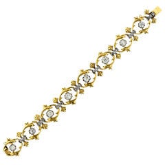 Art Nouveau Diamond and 18K Yellow Gold Bracelet