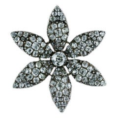 Antique Georgian Diamond Silver Gold Flower Pin