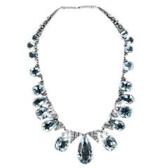 Victorian Aquamarine Diamond Silver Gold Necklace