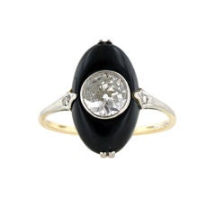 Art Deco .65 ct. Center Diamond 
Onyx Ring