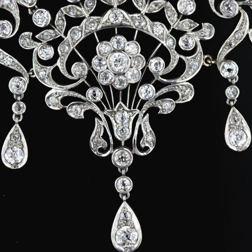 Edwardian Antique Diamond Bib Style Necklace For Sale