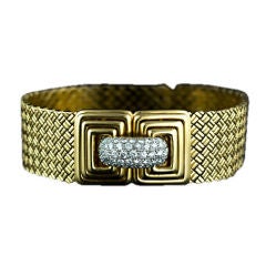 1960's Wide Woven Mesh Bracelet from Italy