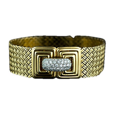 1960's Wide Woven Mesh Bracelet from Italy For Sale