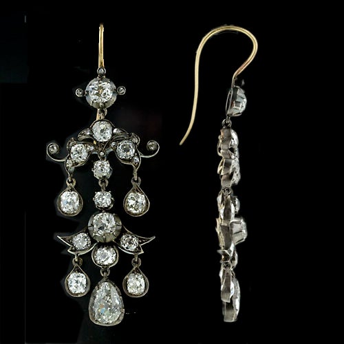 Victorian Antique Diamond Chandelier Earrings