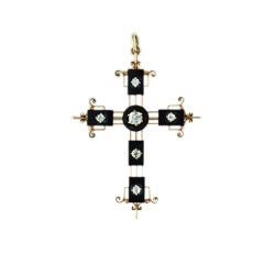 Victorian Onyx and Diamond Cross