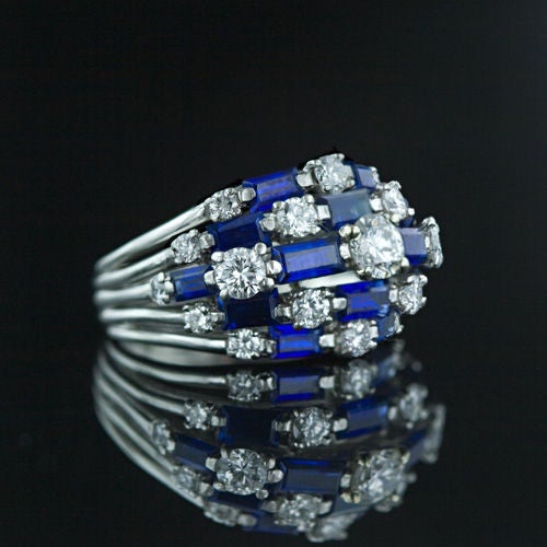 Women's 'Oscar Heyman' Diamond and Sapphire Dome Ring