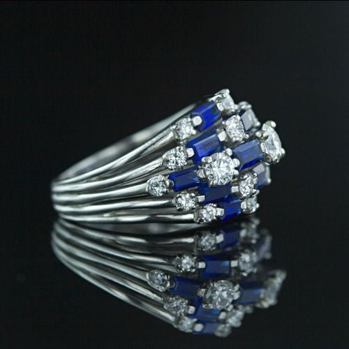 'Oscar Heyman' Diamond and Sapphire Dome Ring 1